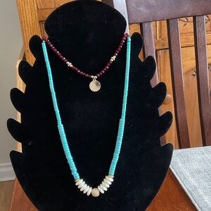 Park Lane two necklaces in turquoise and red. NWT.